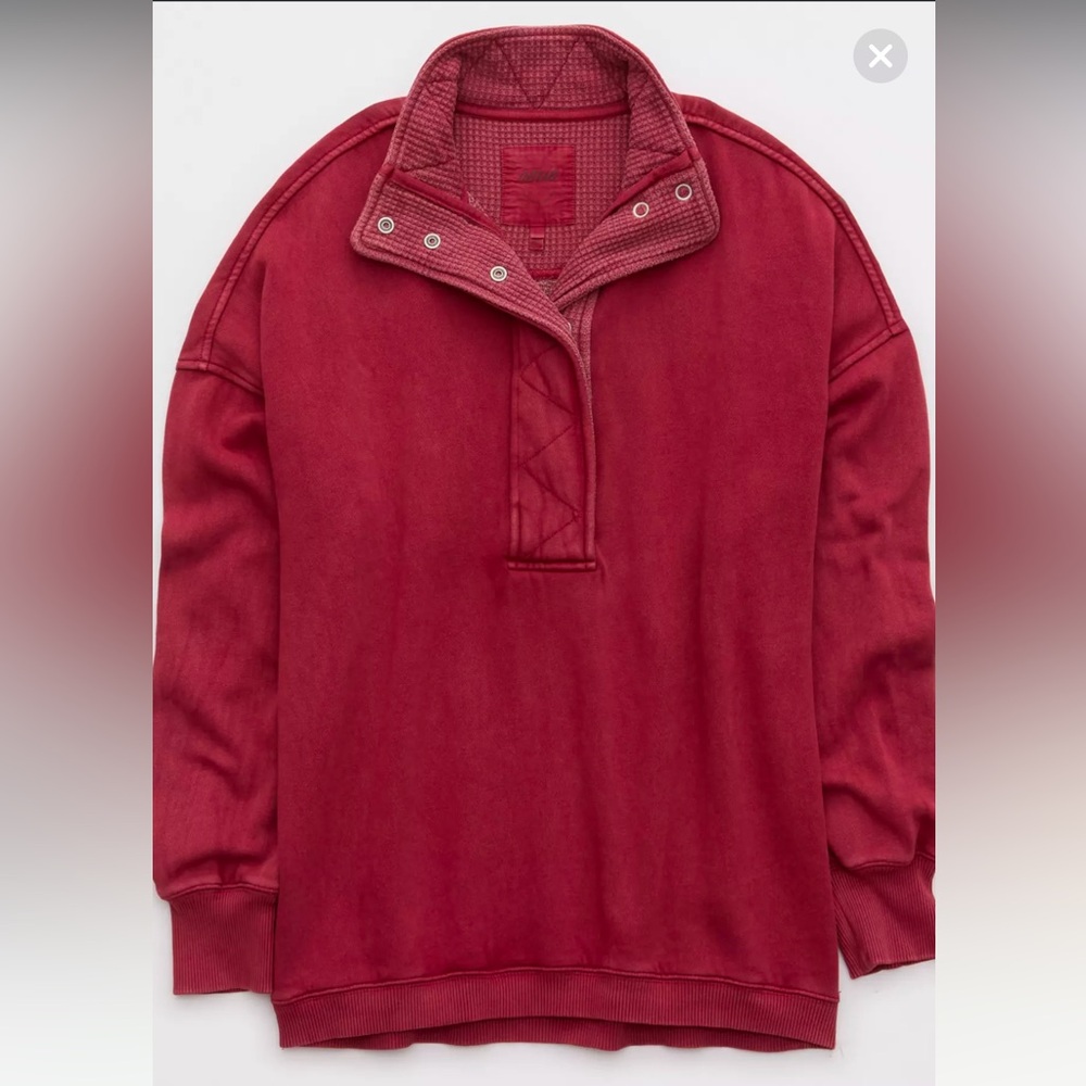 Aerie Getaway Quarter Snap Sweatshirt